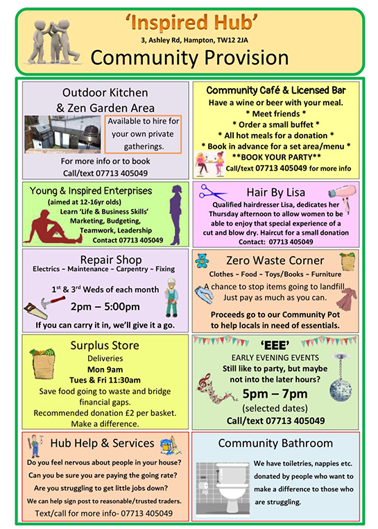 Community support services and wellbeing provision at Hampton Inspired Hub