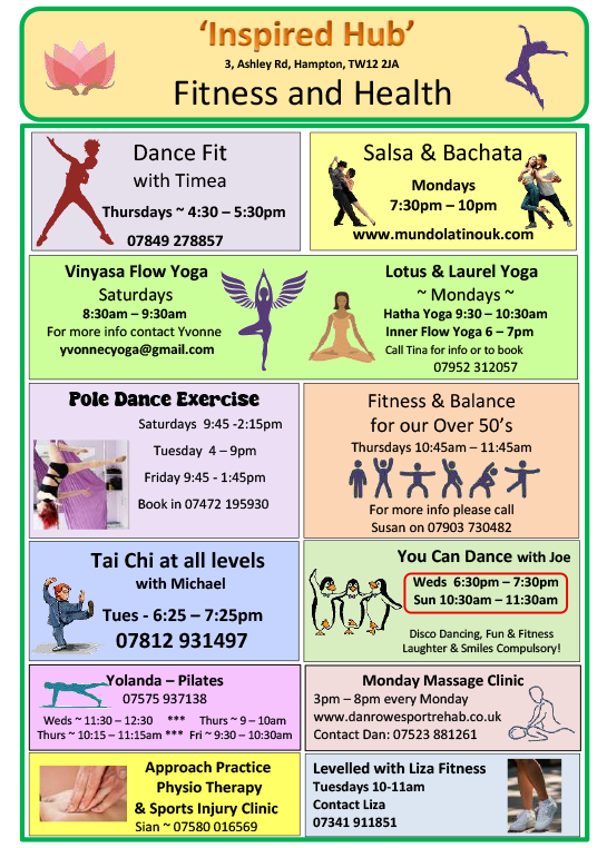 Fitness and wellbeing classes available at Hampton Inspired Hub