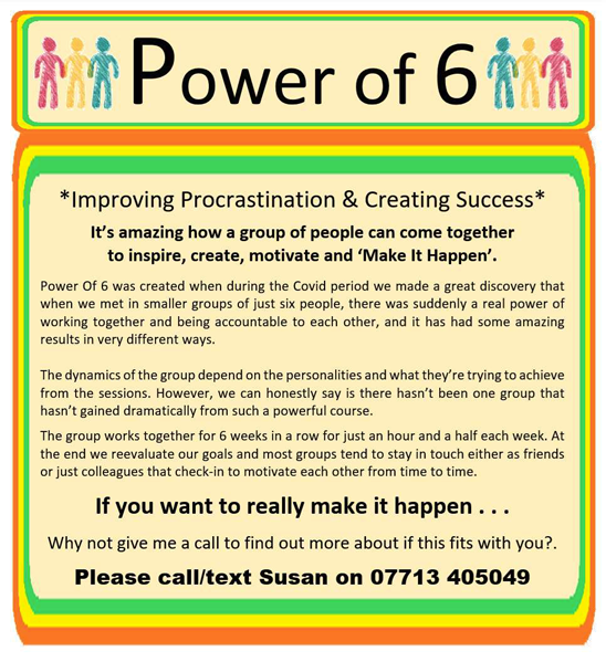 Power of 6 small group accountability programme poster at Hampton Inspired Hub